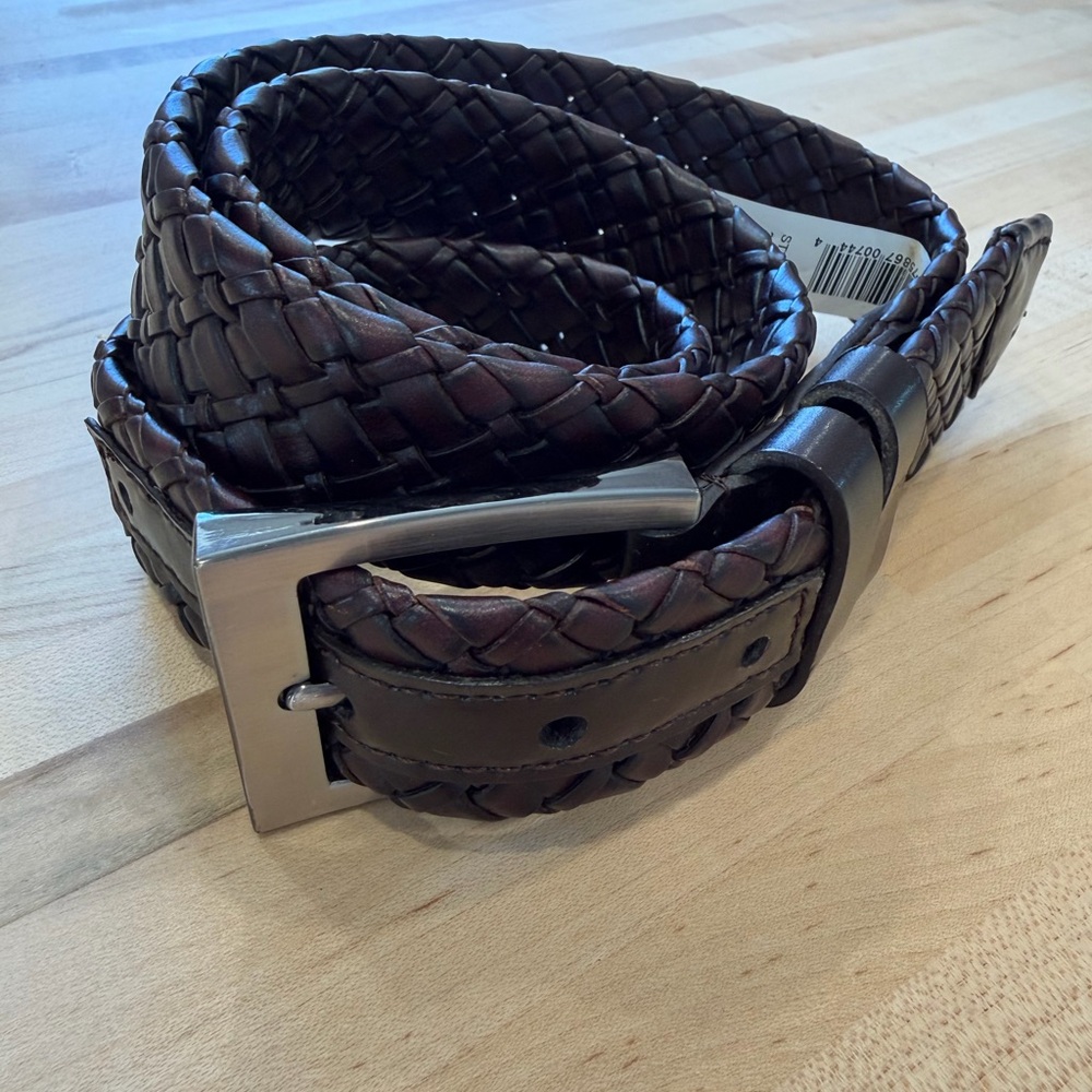 Johnston & Murphy Braided Leather Belt - Dark Brown